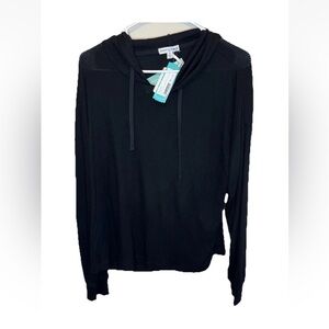 Seeing Stars Stitch Fix Black Long Sleeve Hoodie Lightweight Ribbed Size M NWT